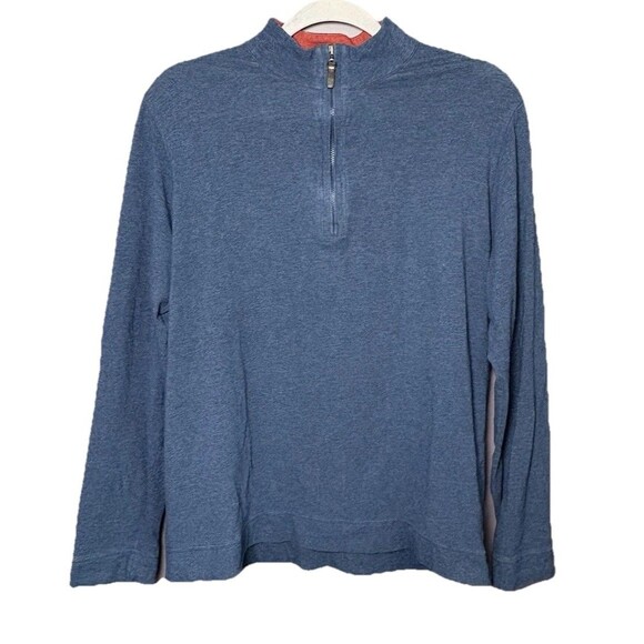 J McLAUGHLIN 1/4 Zip Pullover Tate Sweater Men’s Size Medium Blue Red Knit - Picture 9 of 9